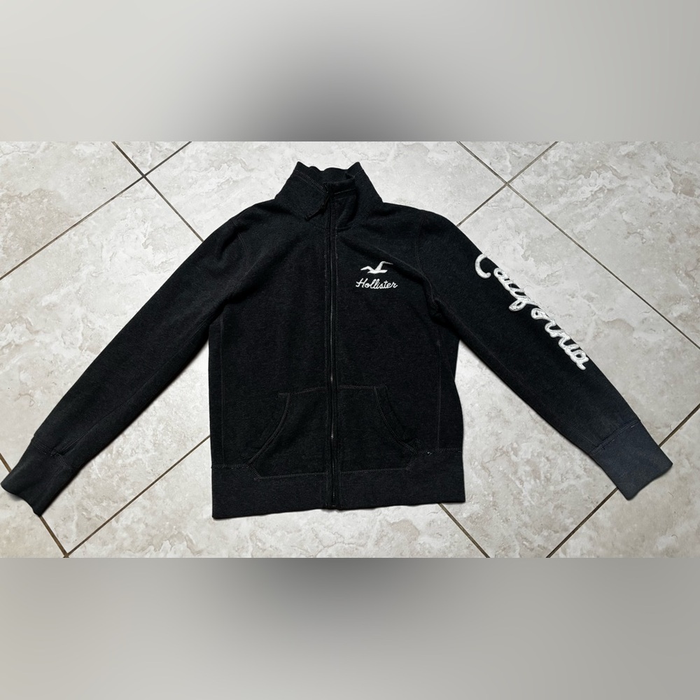 Hollister Black Grey Full-Zip Sweatshirt